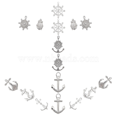 Stainless Steel Color Anchor & Helm 304 Stainless Steel Pendants
