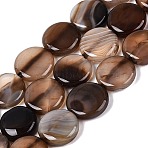 Dyed Natural Agate Beads Strands, Flat Round, Coin Beads, Camel, 19~21x5~8mm, Hole: 1.2~1.8mm, about 18pcs/strand, 13.58~14.17 inch(34.5~36cm)(G-Q606-23F-B01)