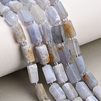 Natural Blue Lace Agate Beads Strands, Faceted Column, with Seed Beads, 11.5~12.5x6.5x7.5mm, Hole: 1.2mm, about 28~30pcs/strand, 15.75''(40cm)(G-D109-A02)
