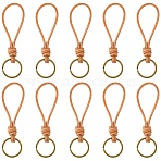 10Pcs Leather Keychain, with Iron Ring, Chocolate, 132mm(FIND-SC0015-03)
