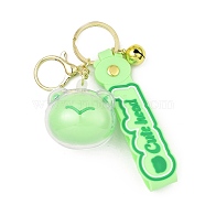 Cartoon Acrylic & PVC Small Animal Head Pendant Keychains, with Alloy Keychain Ring, for Bag Car Key Pendant Decoration, Frog, 120mm(KEYC-P014-A01)