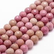 Natural Rhodonite Beads Strands, Faceted, Round, 10mm, Hole: 1mm, about 37pcs/strand, 14.9 inch~15.1 inch(G-D840-16-10mm)
