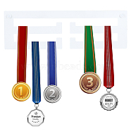 Iron Medal Holders, 2 Line, Home Decorations, with Plastic Gaskets, Screws and Anchor Plug, White, Holder: 320x100x1.5mm(AJEW-WH0258-330B)