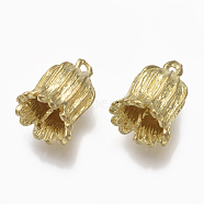 Brass Peg Bails Pendants, For Half Drilled Beads, Nickel Free, Flower, Raw(Unplated), 12x9x9mm, Hole: 1mm, Pin: 1mm(KK-T040-148-NF)