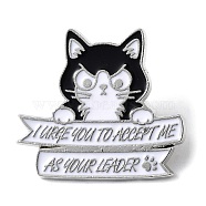 Cartoon Style Cat Enamel Pins, Platinum Alloy Badge for Men Women, White, 26.5x29x1.5mm(JEWB-Q041-02D)