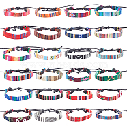 24Pcs 24 Style Jute Braided Cord Bracelets Set with Wax Cord, Ethnic Adjustable Bracelets, Mixed Color, Inner Diameter: 2~3-3/8 inch(5~8.5cm), 1Pc/style(BJEW-AN0001-61)