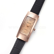 Wristwatch, Quartz Watch, Alloy Watch Head and PU Leather Strap, Black, 8-3/4 inches(22.1cm), 13x2mm, Watch Head: 45x22x10mm(WACH-I017-04D)