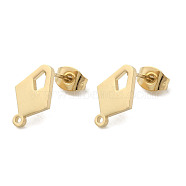 Ion Plating(IP) 304 Stainless Steel Stud Earring Findings, Rhombus, Golden, 12.5x8mm, Hole: 1.2mm, Pin: 0.7x11mm(STAS-I206-13G)