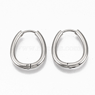 201 Stainless Steel Huggie Hoop Earrings, with 304 Stainless Steel Pins, Oval, Stainless Steel Color, 10 Gauge, 18x16x2.5mm, Pin: 1mm(STAS-T050-027P)