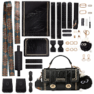 DIY Imitation Leather Satchel Crossbody Bag Kits, with Iron & Alloy Finding, Needle, Thread, Clasp, Screwdriver, Black(DIY-WH0449-13A)