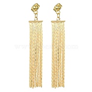 Brass Coreana Chain Tassel Earrings, Long Dangle Stud Earrings with 304 Stainless Steel Pins, Golden, 56.5x10mm(EJEW-JE05520)