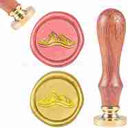 DIY Scrapbook, Brass Wax Seal Stamp and Wood Handle Sets, Mountain, Golden, 8.9x2.5cm, Stamps: 25x14.5mm(AJEW-WH0100-485)