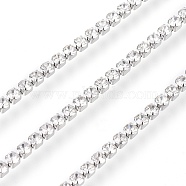 304 Stainless Steel Rhinestone Strass Chains, with Spool, Rhinestone Cup Chains, Unwelded, Stainless Steel Color, 2x2x2mm, about 32.8 Feet(10m)/roll(CHS-G011-08P-02)