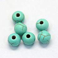 Synthetic Turquoise Beads, Round, Dyed, Turquoise, 6x5.5mm, Hole: 1.5mm(TURQ-S283-28A)