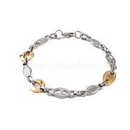 304 Stainless Steel Oval & Horse Eye Link Chain Bracelets, with 201 Stainless Steeel Findings, Golden & Stainless Steel Color, 8-1/2 inch(21.6cm)(BJEW-B078-104GP)