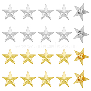 20Pcs 2 Colors Alloy Star Brooches, Men's Shirt Collar Pins, Platinum & Golden, 29x30x3mm, 10pcs/color(JEWB-FH0001-42)