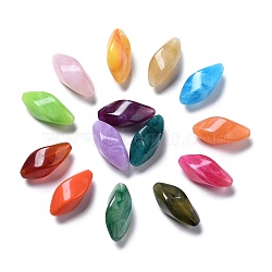 Acrylic Imitation Gemstone Beads, Twist, Mixed Color, 33mm long, 14mm wide, 14mm thick, hole: 2.5mm, about 129pcs/500g(PGB275Y)