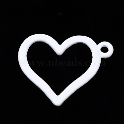 Spray Painted Alloy Pendants, Cadmium Free & Nickel Free & Lead Free, Heart, White, 20.5x25.5x1mm, Hole: 2mm(PALLOY-Q434-013A-NR)