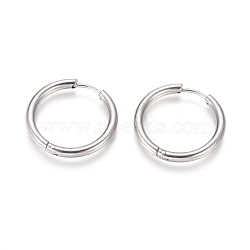 Tarnish Resistant 304 Stainless Steel Huggie Hoop Earrings, Hypoallergenic Earrings, with 316 Surgical Stainless Steel Pin, Stainless Steel Color, 10 Gauge, 23x2.5mm, Pin: 1mm, Inner Diameter: 18mm(EJEW-F111B-23mm-P)