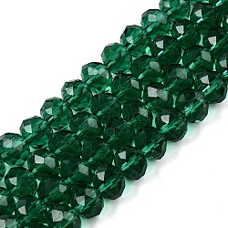 Glass Beads Strands, Faceted, Rondelle, Sea Green, 8x6mm, Hole: 1mm, about 64~65pcs/strand, 15.75~16.14 inch(40~41cm)(EGLA-A044-T8mm-D18)