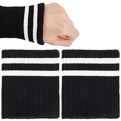 Stripe Pattern Cotton Tubular Knit Rib Cuff, Ribbed Trims Fabric for Sweater Jacket Coat Sewing DIY, Black, 113x89x10mm(AJEW-WH0348-200B)