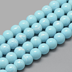 Drawbench Glass Beads Strands, Baking Painted, Dyed, Round, Light Sky Blue, 6~6.5mm, Hole: 1.5mm, about 135~140pcs/strand, 31.8 inch(DGLA-S115-6mm-L22)