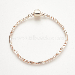 Brass European Style Bracelet Making, with Brass Clasps, Rose Gold, 8-5/8 inch(220mm), 3mm(PPJ-Q001-01G)