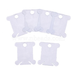 Plastic Thread Winding Boards, Floss Bobbins, for for Cross Stitch Embroidery Cotton Thread Craft DIY Sewing Storage, Bone, Light Blue, 38x35x1mm, Hole: 6.7mm(TOOL-B005-01C)