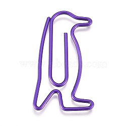 Penguin Shape Iron Paperclips, Cute Paper Clips, Funny Bookmark Marking Clips, Purple, 34x19x1mm(X-TOOL-L008-013O)