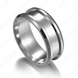 201 Stainless Steel Grooved Finger Ring Settings, Ring Core Blank, for Inlay Ring Jewelry Making, Stainless Steel Color, Size 7, 8mm, Inner Diameter: 17mm(STAS-TAC0001-10A-P)