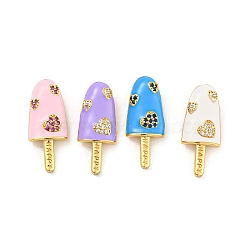 Rack Plating Brass Micro Pave Cubic Zirconia Pendants,with Enamel, Long-Lasting Plated, Cadmium Free & Lead Free, Real 18K Gold Plated, Ice Cream, Mixed Color, 25.5x10.5x7mm, Hole: 6.5x2.5mm(KK-P277-09G)