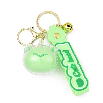 Cartoon Acrylic & PVC Small Animal Head Pendant Keychains, with Alloy Keychain Ring, for Bag Car Key Pendant Decoration, Frog, 120mm