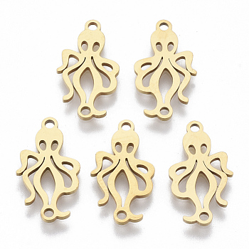 201 Stainless Steel Links connectors, Laser Cut, Squid, Golden, 18x10x1mm, Hole: 1.4mm