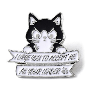 Cartoon Style Cat Enamel Pins, Platinum Alloy Badge for Men Women, White, 26.5x29x1.5mm
