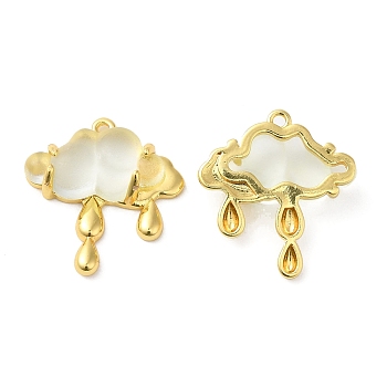Translucent Resin Pendants, Cloud Charms, with Rack Plating Real 18K Gold Plated Brass Findings, Long-Lasting Plated, Cadmium Free & Lead Free, Clear, 24.5x22.5x6mm, Hole: 1.6mm