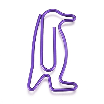 Penguin Shape Iron Paperclips, Cute Paper Clips, Funny Bookmark Marking Clips, Purple, 34x19x1mm