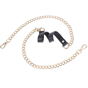 PU Leather Bag Straps, with Alloy Swivel Clasps and Iron Curb Chains, Bag Replacement Accessories, Light Gold, 120cm