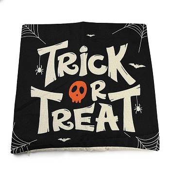 Burlap Halloween Pillow Case, Square Cushion Cover, for Sofa Bed Decoration, Spider Pattern, 45x45x0.5cm