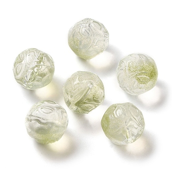 Transparent Glass Beads, Cube, Yellow Green, 12x12x12mm, Hole: 1.4mm