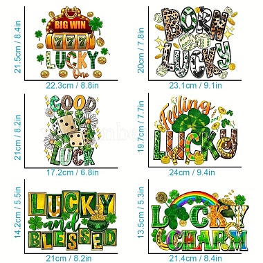 6Pcs 6 Style Saint Patrick's Day Theme Word PET Sublimation Stickers(PW-WG31978-01)-2