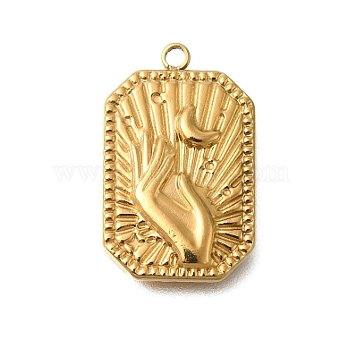 Real 18K Gold Plated Rectangle 201 Stainless Steel Pendants