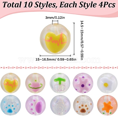 40Pcs 10 Colors Transparent Acrylic Beads(OACR-SC0001-25)-2