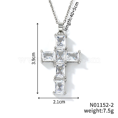 Silver Cross Cubic Zirconia Necklaces