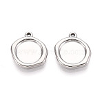 304 Stainless Steel Pendant Cabochon Settings, Nuggets, Stainless Steel Color, Tray: 11mm, 18x16.5x3mm, Hole: 1.2mm(STAS-T067-70A-P)