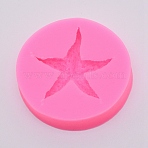 Ocean Series Starfish Shape Fondant Molds, Food Grade Silicone Molds, For DIY Cake Decoration, Chocolate, Candy, UV Resin & Epoxy Resin Craft Making, Hot Pink, 64.5x12.5mm, Inner Size: 46x46.5mm(DIY-WH0181-44)