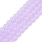 Imitation Jade Glass Beads Strands, Spray Painted, Round, Lilac, 8mm, Hole: 1.3~1.6mm, about 100pcs/strand, 31.4 inch(X-DGLA-S076-8mm-27-01)