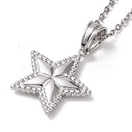 304 Stainless Steel Pentagram Pendant Necklace for Women, Stainless Steel Color, 19.69 inch(50cm)(STAS-E154-23P)