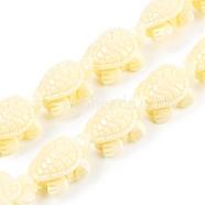 Synthetic Coral Carved Beads Strands, Dyed, Tortoise, Champagne Yellow, 15x12x6.5mm, Hole: 1.4mm, about 22pcs/strand, 12.01 inch(30.5cm)(CORA-L020-A-14)