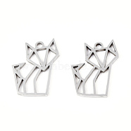 201 Stainless Steel Pendants, Outline Charms, Fox, Stainless Steel Color, 16.5x13x1mm, Hole: 1.4mm(STAS-N091-162P)