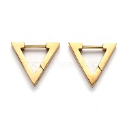304 Stainless Steel Triangle Huggie Hoop Earrings, Golden, 13x14.5x3mm, Pin: 1mm(STAS-J033-02A-G)